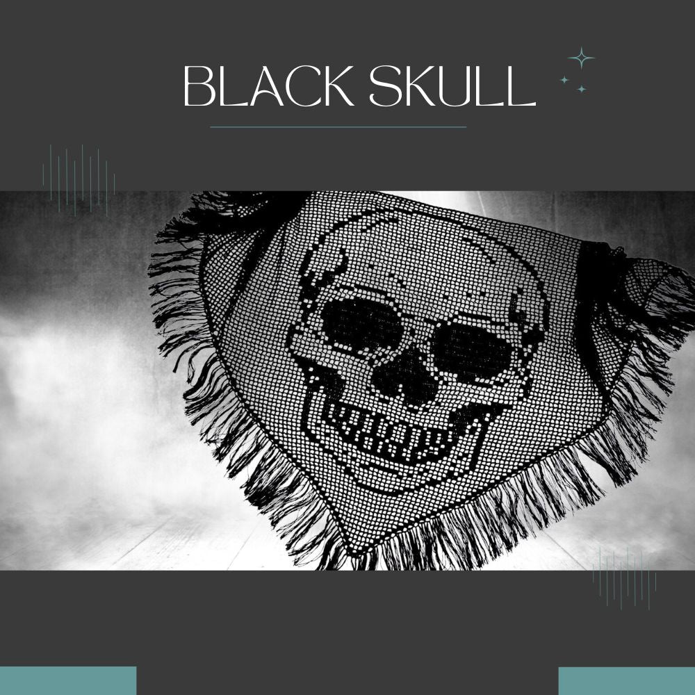 Crochet Pattern BLACK SKULL – Scarf with Skull Motif | Jollyknits