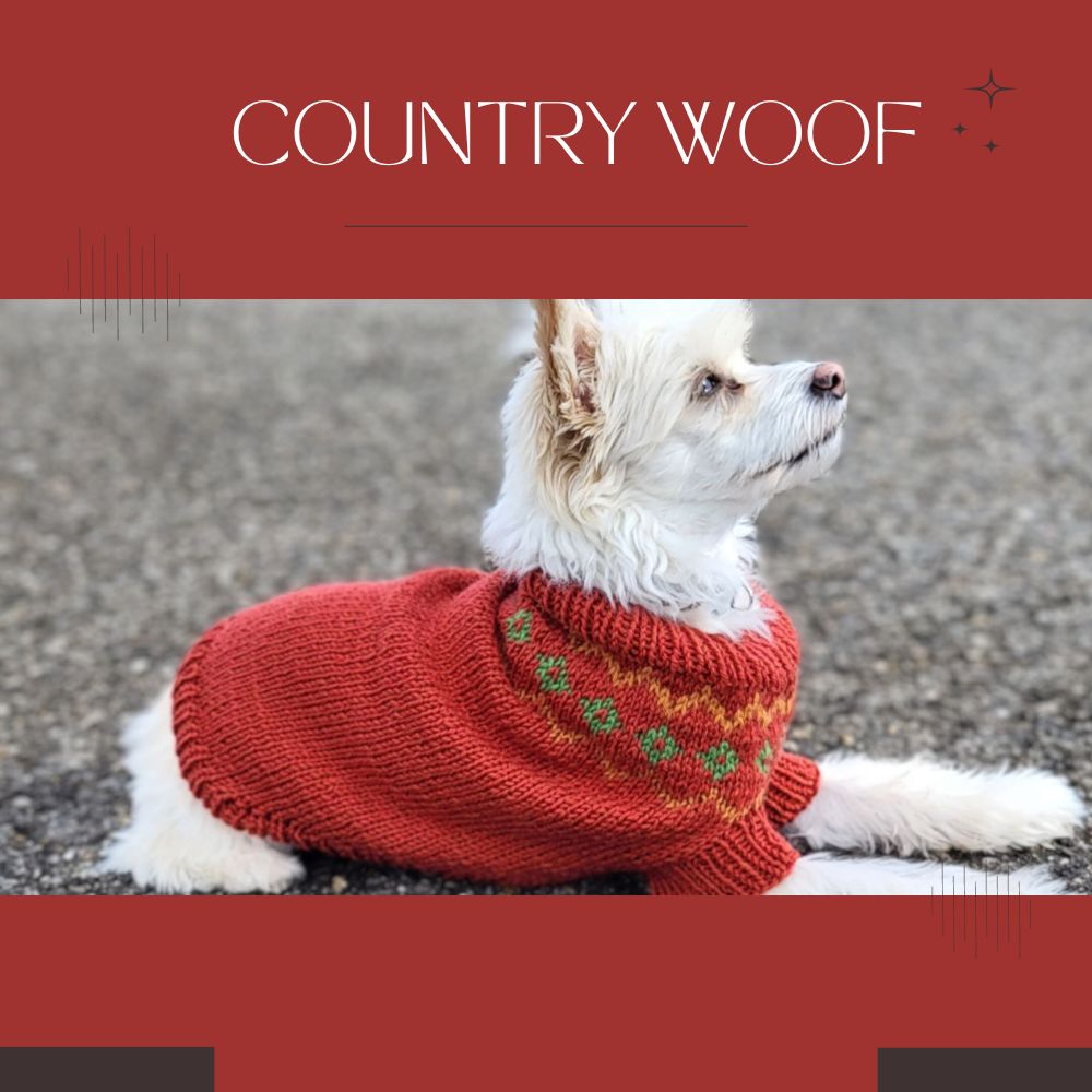 Knitting Pattern COUNTRY WOOF Dog Sweater with Nordic Pattern | Jollyknits Knitting Pattern COUNTRY WOOF Dog Sweater with Nordic Pattern | Jollyknits