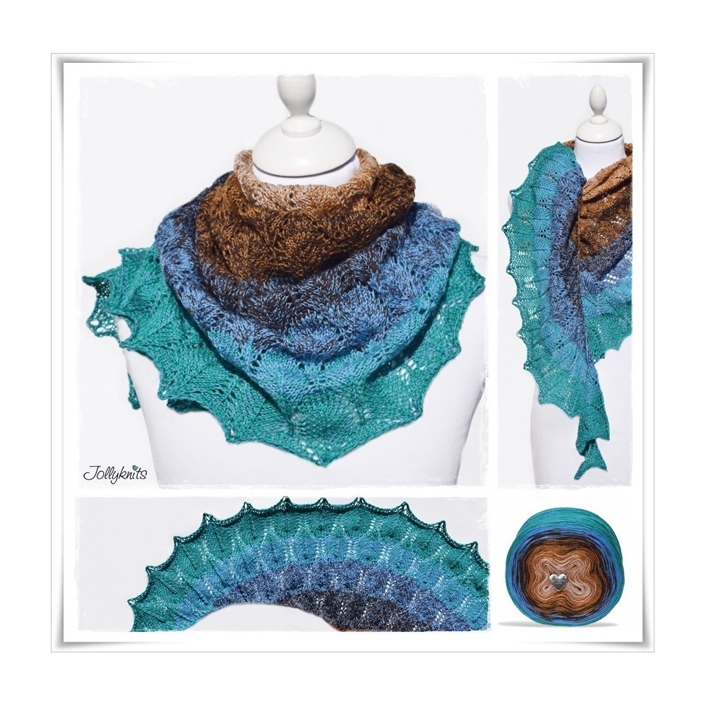 Knitting Pattern Lace Shawl CANARD BLEU