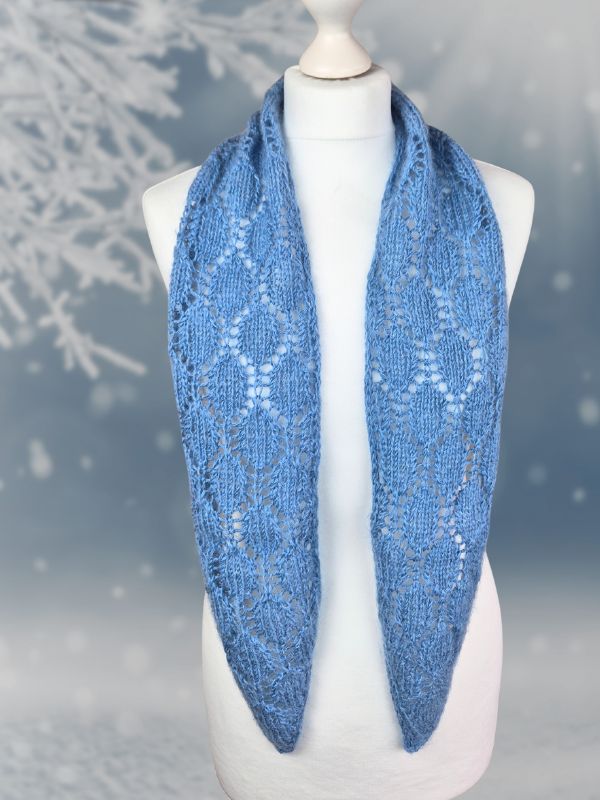 Strickanleitung ARCTIC GLOW - warmer Skinny-Schal, Anwendungsbeispiel