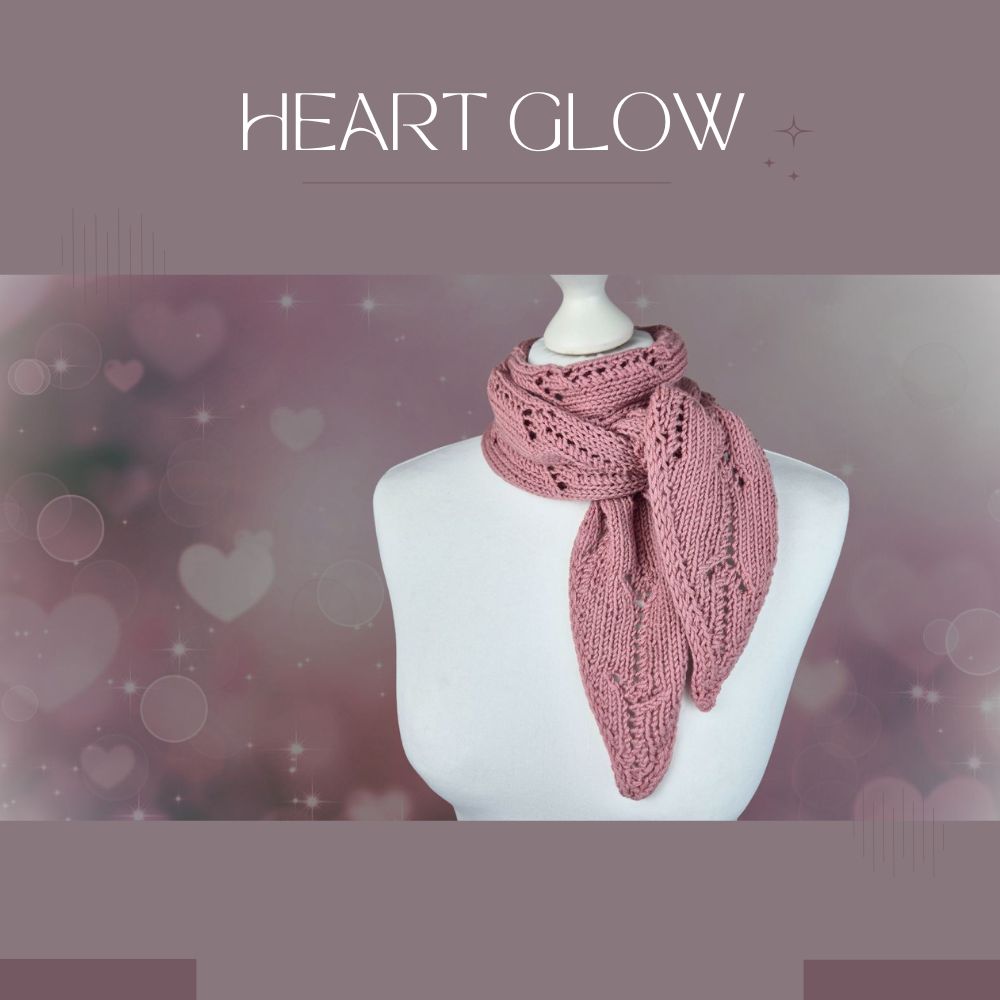 HEART GLOW Knitting Pattern – Light Spring Scarf | Jollyknits