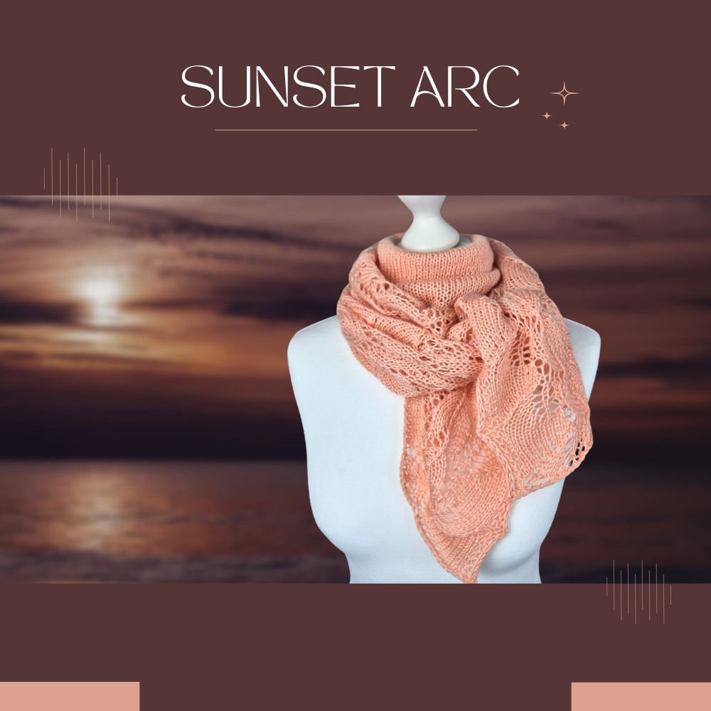 Strickanleitung SUNSET ARC - Geschwungener Halbrundschal | Jollyknits